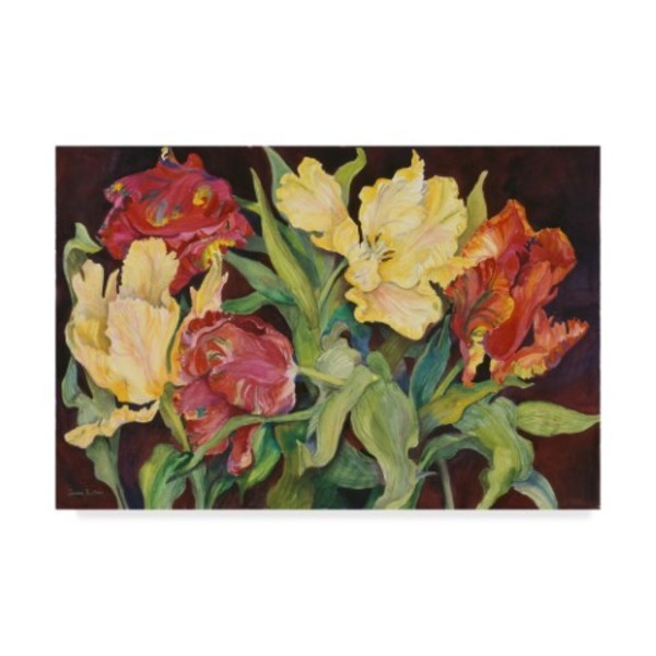 Trademark Fine Art Joanne Porter 'Red And Yellow Parrot Tulips' Canvas Art, 16x24 ALI30438-C1624GG